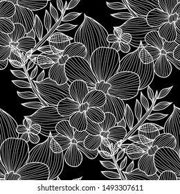 Elegant seamless pattern with abstract flowers, design elements. Floral  pattern for invitations, cards, print, gift wrap, manufacturing, textile, fabric, wallpapers