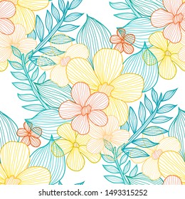 Elegant seamless pattern with abstract flowers, design elements. Floral  pattern for invitations, cards, print, gift wrap, manufacturing, textile, fabric, wallpapers