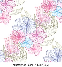 Elegant seamless pattern with abstract flowers, design elements. Floral  pattern for invitations, cards, print, gift wrap, manufacturing, textile, fabric, wallpapers