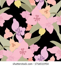 Elegant seamless pattern with abstract flowers, design elements. Floral  pattern for invitations, cards, print, gift wrap, manufacturing, textile, fabric, wallpapers