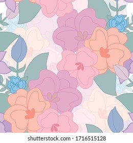 Elegant seamless pattern with abstract flowers, design elements. Floral  pattern for invitations, cards, print, gift wrap, manufacturing, textile, fabric, wallpapers