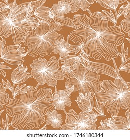 Elegantes, nahtloses Muster mit abstrakten Blumen, Designelementen. Blumenmuster für Einladungen, Karten, Druck, Geschenkverpackungen, Herstellung, Textilien, Gewebe, Wallpaper