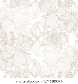 Elegant seamless pattern with abstract flowers, design elements. Floral  pattern for invitations, cards, print, gift wrap, manufacturing, textile, fabric, wallpapers