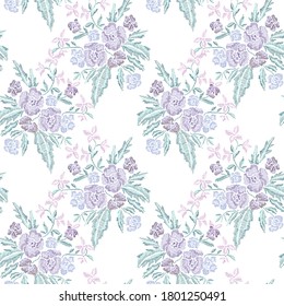 Elegant seamless pattern with abstract flowers, design elements. Floral  pattern for invitations, cards, print, gift wrap, manufacturing, textile, fabric, wallpapers. Embroidery style