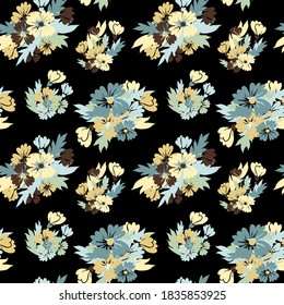 Elegant seamless pattern with abstract flowers, design elements. Floral  pattern for invitations, cards, print, gift wrap, manufacturing, textile, fabric, wallpapers