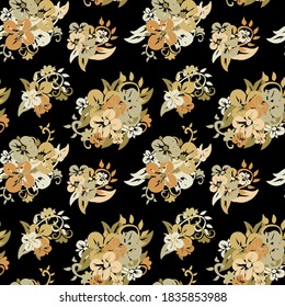 Elegant seamless pattern with abstract flowers, design elements. Floral  pattern for invitations, cards, print, gift wrap, manufacturing, textile, fabric, wallpapers