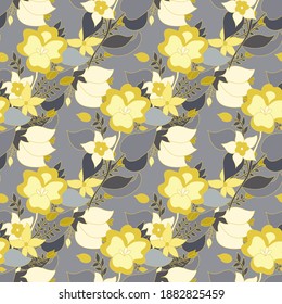 Elegant seamless pattern with abstract flowers, design elements. Floral  pattern for invitations, cards, print, gift wrap, manufacturing, textile, fabric, wallpapers. 2021 color trends