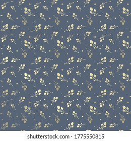 Patrón elegante sin fisuras con inflorescencia de oro abstracta. Plantilla para impresión textil y embalaje.