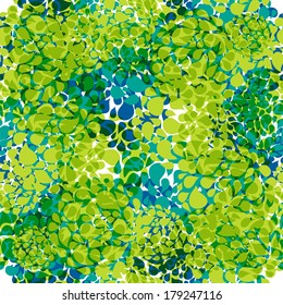elegant seamless pattern with abstract green and blue flowers, design element