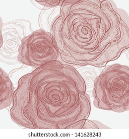 elegant seamless pattern with abstract hand drawn roses for your design