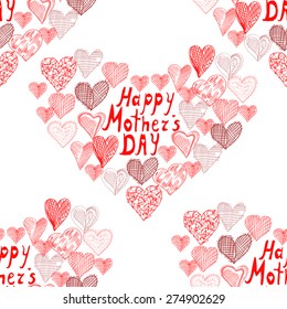 Elegant seamless pattern with abstract hearts, design elements. Mothers day background