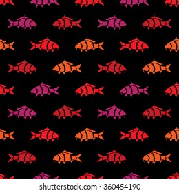 Elegant seamless pattern with abstract koi symbols, design elements. Can be used for invitations, greeting cards, scrapbooking, print, gift wrap, manufacturing. Marine theme