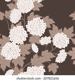 Elegant seamless pattern with abstract leaves and flowers