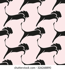 Elegant seamless pattern with abstract lion symbols, design elements. Can be used for invitations, greeting cards, scrapbooking, print, gift wrap, manufacturing. Animal theme