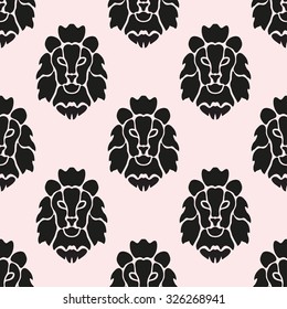 Elegant seamless pattern with abstract lion symbols, design elements. Can be used for invitations, greeting cards, scrapbooking, print, gift wrap, manufacturing. Animal theme