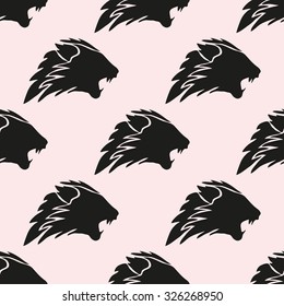 Elegant seamless pattern with abstract lion symbols, design elements. Can be used for invitations, greeting cards, scrapbooking, print, gift wrap, manufacturing. Animal theme