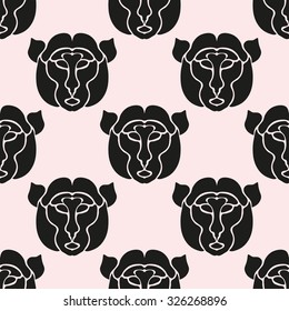 Elegant seamless pattern with abstract monkey symbols, design elements. Can be used for invitations, greeting cards, scrapbooking, print, gift wrap, manufacturing. Animal theme
