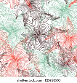 elegant seamless pattern with abstract orchid flowers for your design