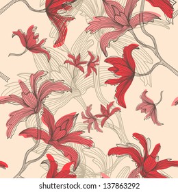 elegant seamless pattern with abstract orchid flowers for your design