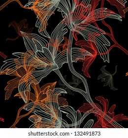 elegant seamless pattern with abstract orchis flowers for your design