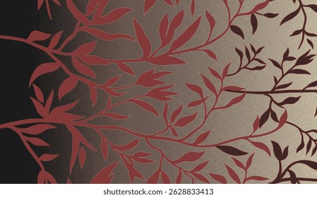 elegante padrão sem emenda com folhas abstratas vermelhas e violetas