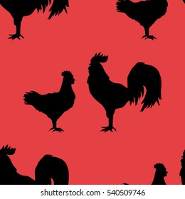 Elegant seamless pattern with abstract roosters and chickens, design element.Can be used for invitations, greeting cards, scrapbooking, print, gift wrap, manufacturing.Bird theme. New Year 2017 symbol