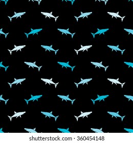 Elegant seamless pattern with abstract shark symbols, design elements. Can be used for invitations, greeting cards, scrapbooking, print, gift wrap, manufacturing. Marine theme