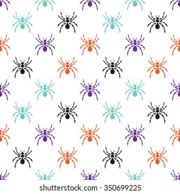 Elegant seamless pattern with abstract spider symbols, design elements. Can be used for invitations, greeting cards, scrapbooking, print, gift wrap, manufacturing. Insect theme