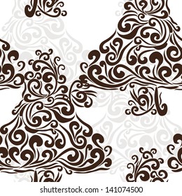 elegant seamless pattern with abstract trees for your design