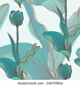 elegant seamless pattern with abstract tulip flowers for your design