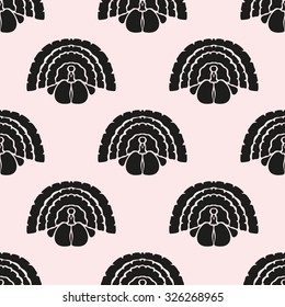 Elegant seamless pattern with abstract turkey symbols, design elements. Can be used for invitations, greeting cards, scrapbooking, print, gift wrap, manufacturing. Animal theme
