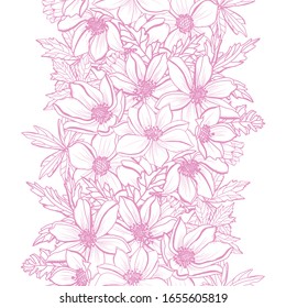 Elegantes, nahtloses Muster mit anemonischen Blumen, Design-Elementen. Blumenmuster für Einladungen, Karten, Druck, Geschenkverpackungen, Herstellung, Textilien, Gewebe, Wallpaper