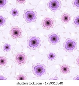 Elegant seamless pattern with anemone flowers, design elements. Floral pattern for invitations, cards, print, gift wrap, manufacturing, textile, fabric, wallpapers.
