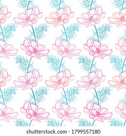 Elegant seamless pattern with anemone flowers, design elements. Floral  pattern for invitations, cards, print, gift wrap, manufacturing, textile, fabric, wallpapers