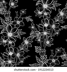 Elegant seamless pattern with anemone flowers, design elements. Floral  pattern for invitations, cards, print, gift wrap, manufacturing, textile, fabric, wallpapers