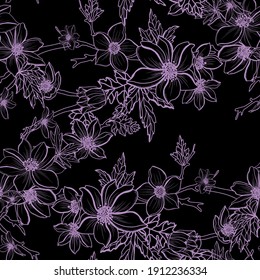 Elegant seamless pattern with anemone flowers, design elements. Floral  pattern for invitations, cards, print, gift wrap, manufacturing, textile, fabric, wallpapers