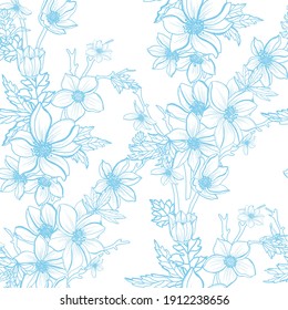 Diseño elegante y sin fisuras con flores anemónicas, elementos de diseño. Patrón floral para invitaciones, tarjetas, impresiones, envolturas de regalo, manufactura, textiles, tejidos, papeles pintados