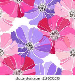 Elegant seamless pattern with anemone flowers, design elements. Floral  pattern for invitations, cards, print, gift wrap, manufacturing, textile, fabric, wallpapers