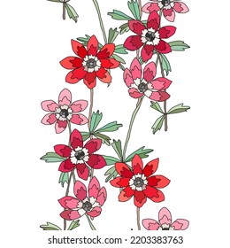 Elegant seamless pattern with anemone flowers, design elements. Floral  pattern for invitations, cards, print, gift wrap, manufacturing, textile, fabric, wallpapers