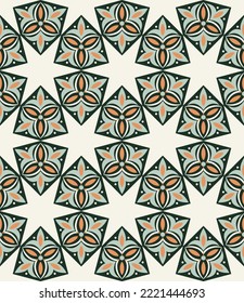Diseño elegante y sin fisuras con motivos árabes. Las formas de arte superpuestas, las rayas, los polígonos, los segmentos se agrupan y organizan en un orden determinado. Vector. 