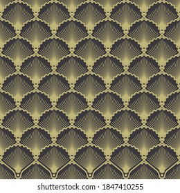 Elegantes, nahtloses Muster im Art-Deco-Stil. Hintergrund mit Muscheln für Tapeten, Textilien, Packpapier. Vektorgrafik
