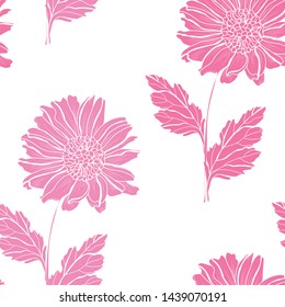 Elegant seamless pattern with aster flowers, design elements. Floral  pattern for invitations, cards, print, gift wrap, manufacturing, textile, fabric, wallpapers