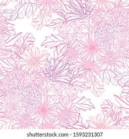 Elegant seamless pattern with aster flowers, design elements. Floral  pattern for invitations, cards, print, gift wrap, manufacturing, textile, fabric, wallpapers