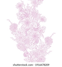 Elegant seamless pattern with aster flowers, design elements. Floral  pattern for invitations, cards, print, gift wrap, manufacturing, textile, fabric, wallpapers