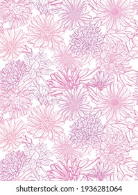 Elegant seamless pattern with aster flowers, design elements. Floral  pattern for invitations, cards, print, gift wrap, manufacturing, textile, fabric, wallpapers