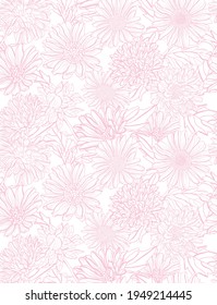 Elegant seamless pattern with aster flowers, design elements. Floral  pattern for invitations, cards, print, gift wrap, manufacturing, textile, fabric, wallpapers