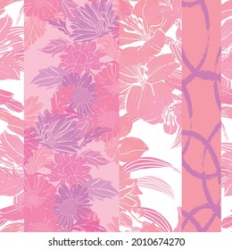 Elegant seamless pattern with aster and lily, design elements. Floral  pattern for invitations, cards, print, gift wrap, manufacturing, textile, fabric, wallpapers