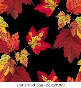 Elegant seamless pattern with autumn leaves, design elements.Autumn  pattern for invitations, cards, print, gift wrap, manufacturing, textile, fabric, wallpapers