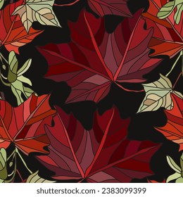 Elegant seamless pattern with autumn maple  leaves, design elements.Autumn  pattern for invitations, cards, print, gift wrap, manufacturing, textile, fabric, wallpapers