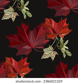 Elegant seamless pattern with autumn maple  leaves, design elements.Autumn  pattern for invitations, cards, print, gift wrap, manufacturing, textile, fabric, wallpapers